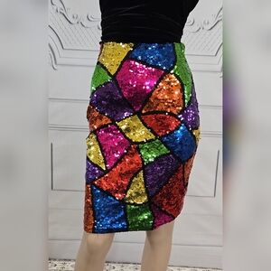 Casual Corner Vintage 90s Colorful Sequin Pencil Skirt sz 6